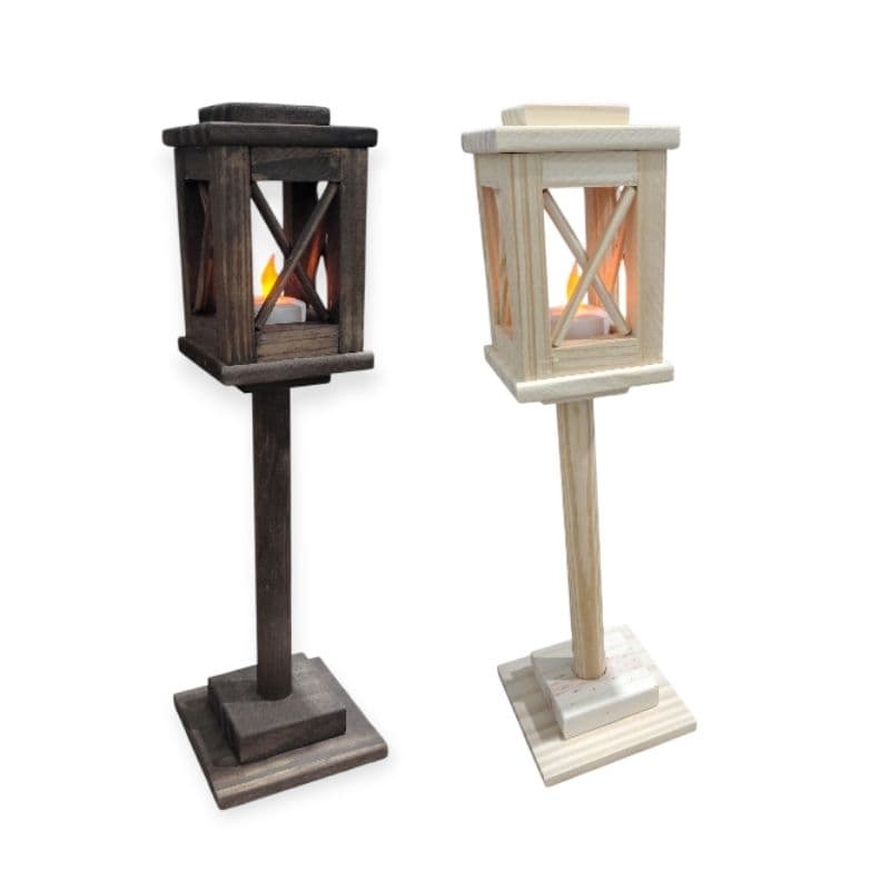 Poste Decorativo Natalino em Madeira 38 cm | Artesanal para Festas e Ambientes Temáticos
