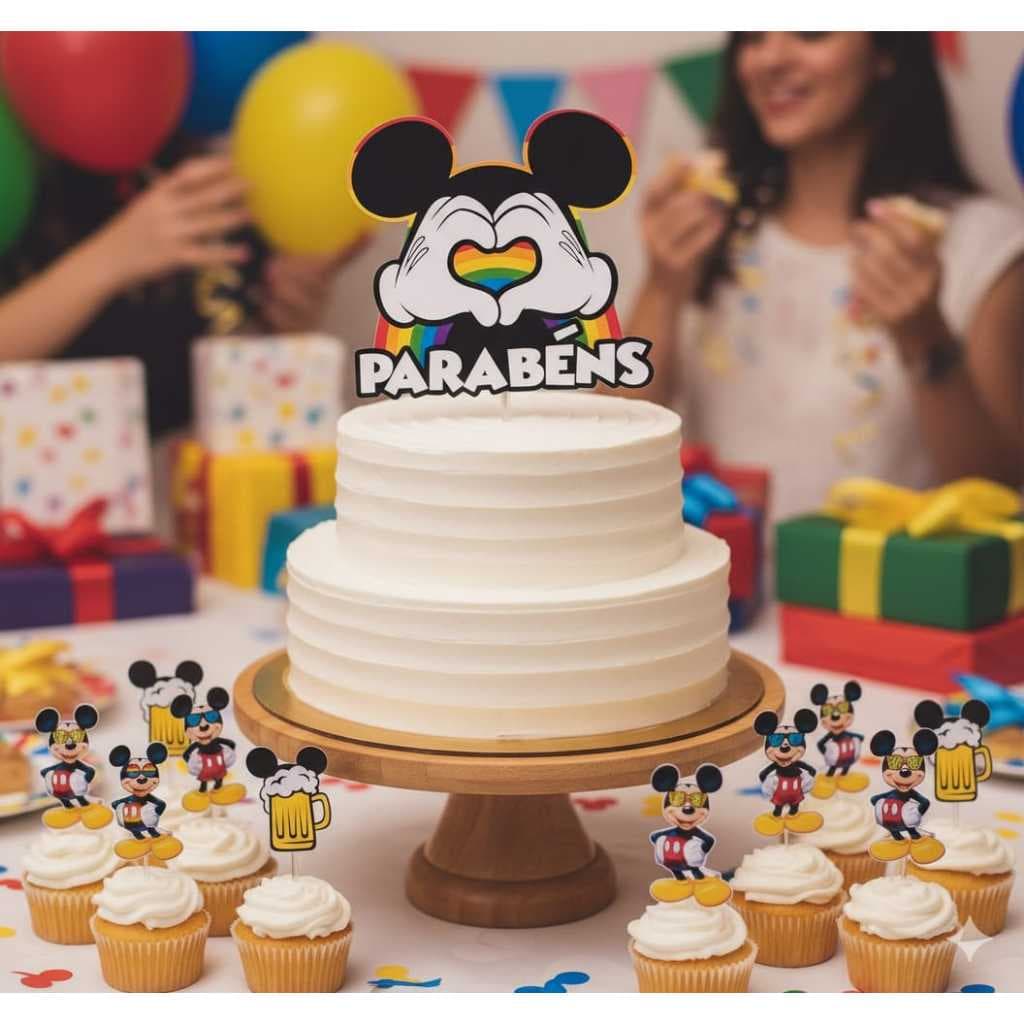 Kit Topo de Bolo Pride + Toppers para docinhos | LGBT | Papelaria Personalizada