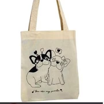 Mini Bolsa Ecobag Feminina 100% Algodão com Estampa LOVE DOGS | Sustentável e Estilosa
