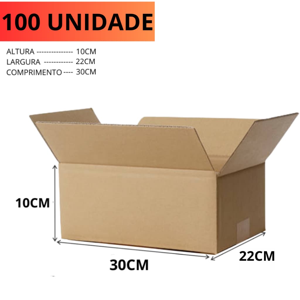 100 Caixa de Papelão Modelo Maleta Envios correios 30x22x10