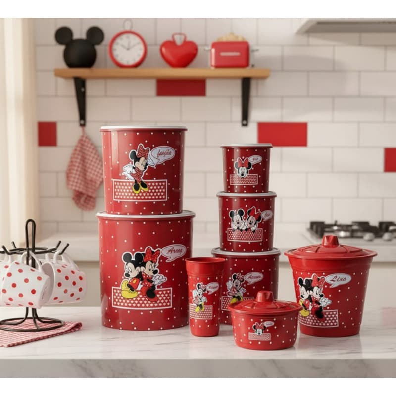 Organizador Kit Mantimentos + Kit Pia Para Alimento Personalizado Minnie Mickey