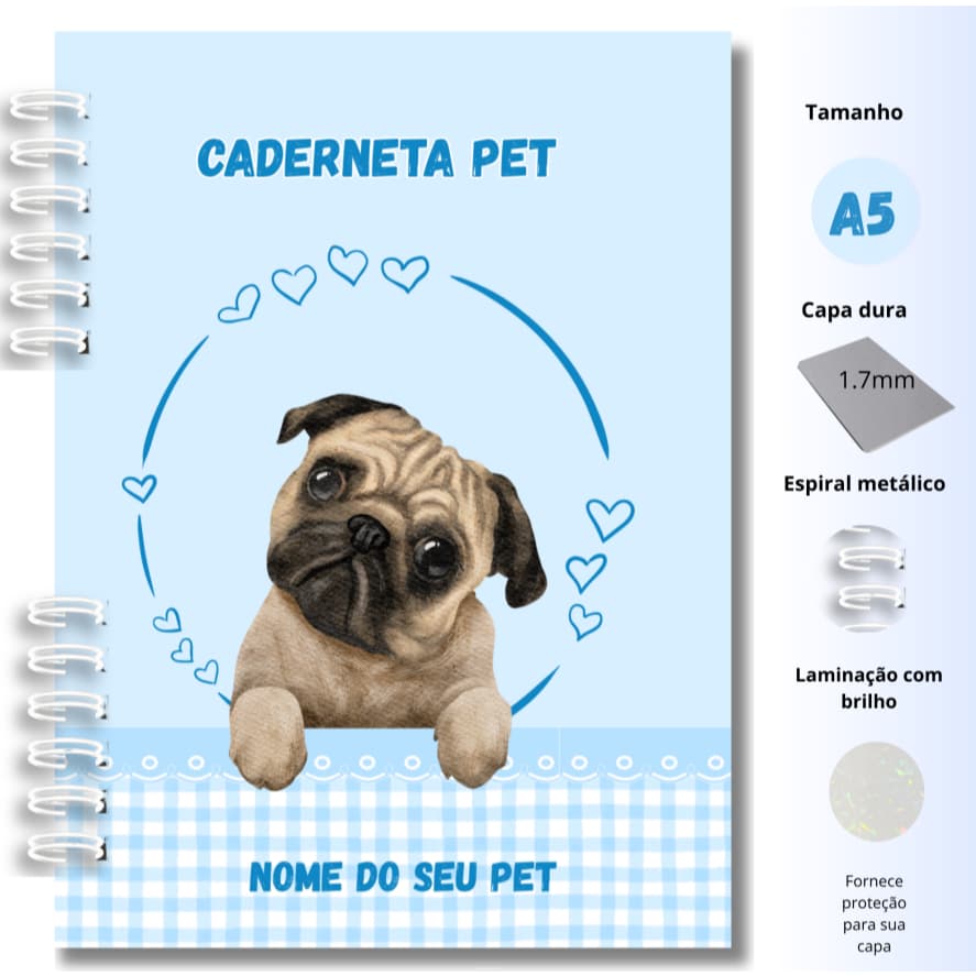 Caderneta Pet vacinação personalizada (FOTO E NOME)-Tamanho A5
