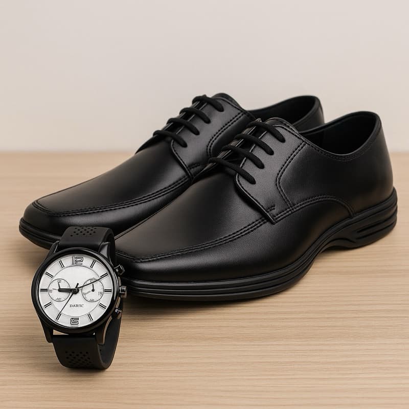 Kit Sapato Masculino Social Oxford Com Relógio Casamento Eventos