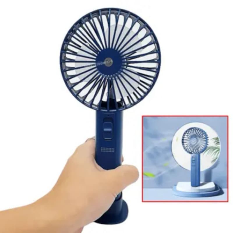 Ventilador Portátil Mini Recarregável USB com LED – De Mão e Mesa, Silencioso e Potente