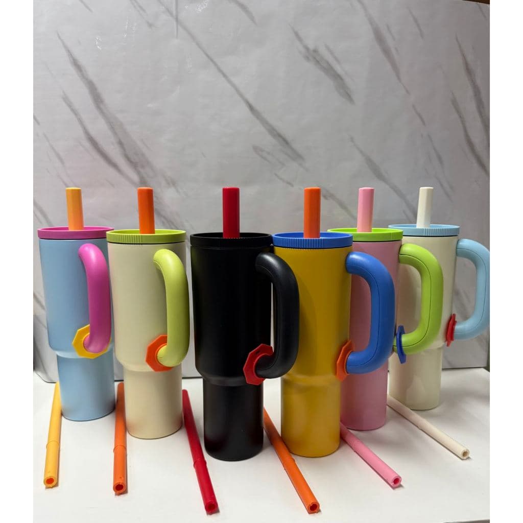 F-13  Copo 1200ml Termico com Tanpa e canudo Colorido Aco lnox para Bebidas Frias e Quentes Com Alca