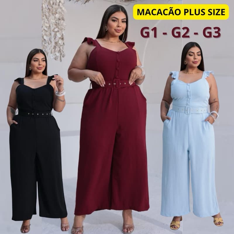 Macacão Feminino Plus Size Pantalona