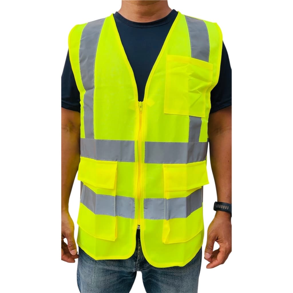 Colete Refletivo Segurança Sinalização Tipo Blusão Obra Ziper 03 Bolsos 4 Faixas Refletivas ENVIO IMEDIATO