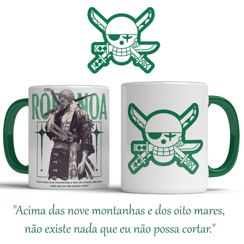 Caneca Porcelana Roronoa Zoro - Caneca Personalizada One Piece