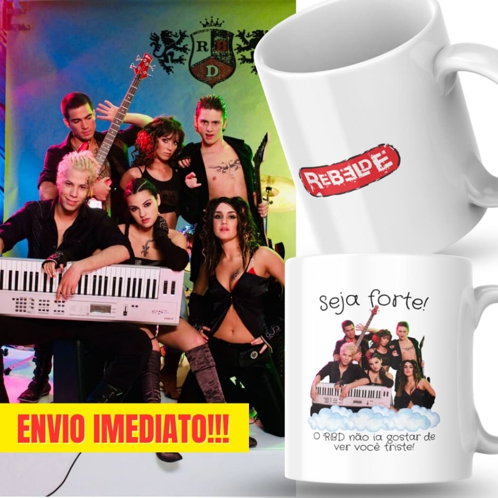 Caneca Xicara Porcelana 325ml Seja Forte Rebelde RBD Fã Personalizada Presente Decoração Casa