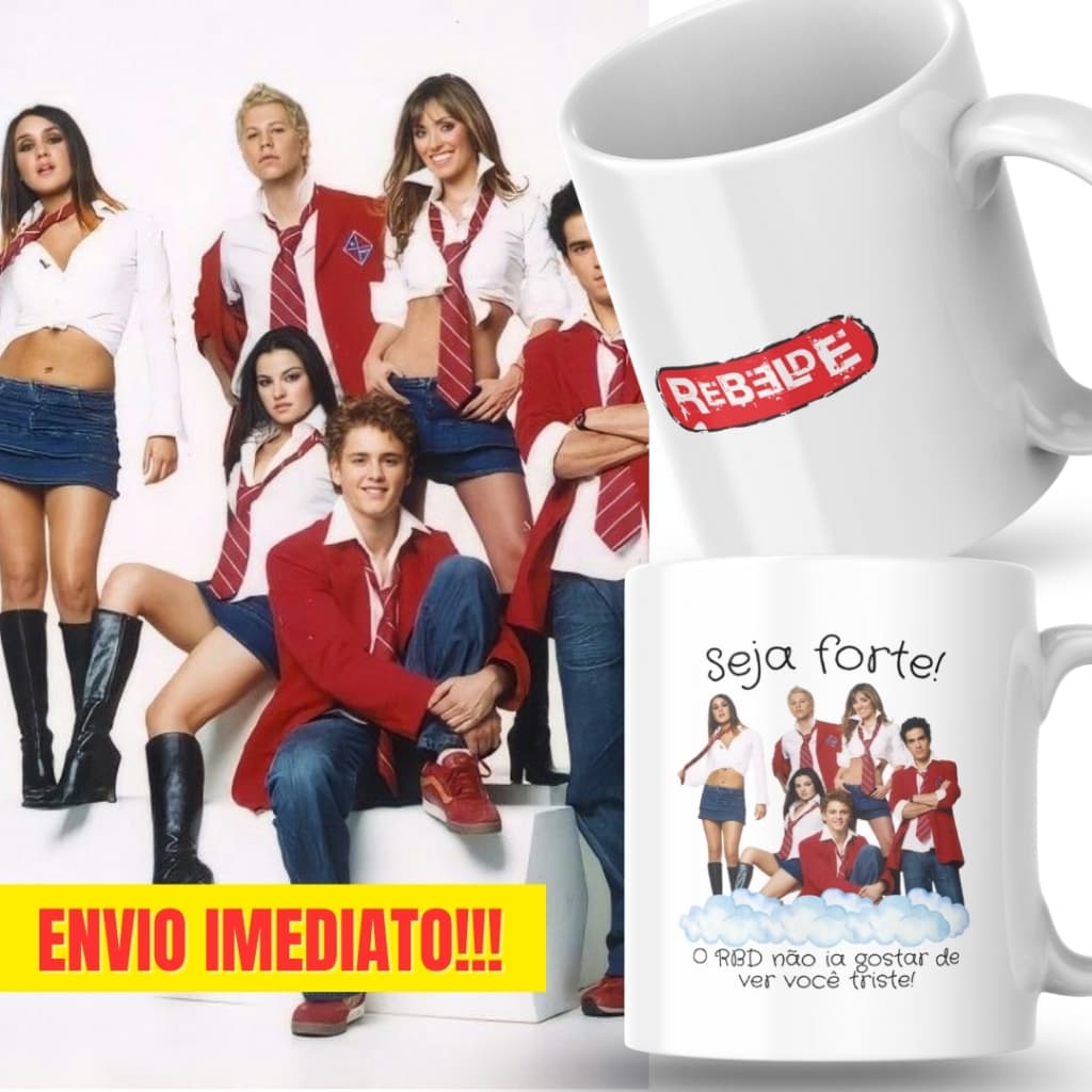 Caneca Xicara Porcelana 325ml Seja Forte Rebelde RBD Fã Personalizada Presente Decoração Casa