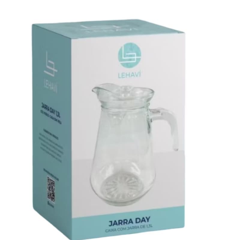 Kit 6 Jarra Vidro Com Tampa Transparente 1,3l De Água Drinks