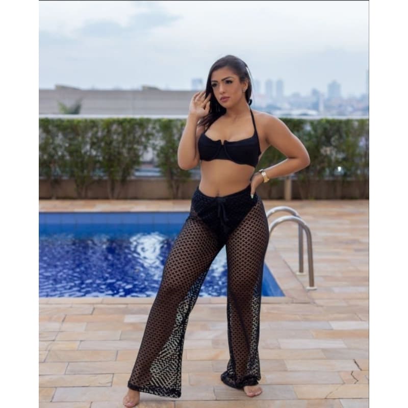 Calça saída de praia verão versátil casual acompanha shorts