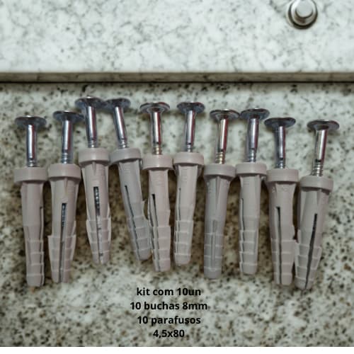 KIT de 10un de Parafuso Philips flangeado e Bucha 8mm Parede Kit Bucha com Anel Aba