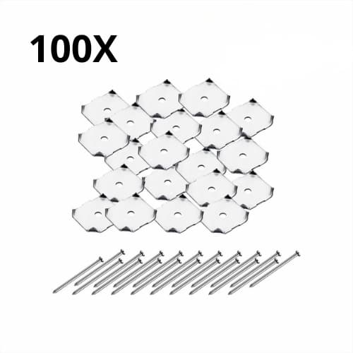 Kit 100 União Garra e 100 Pregos Para Fundo Armário Roupeiro Guarda Roupa
