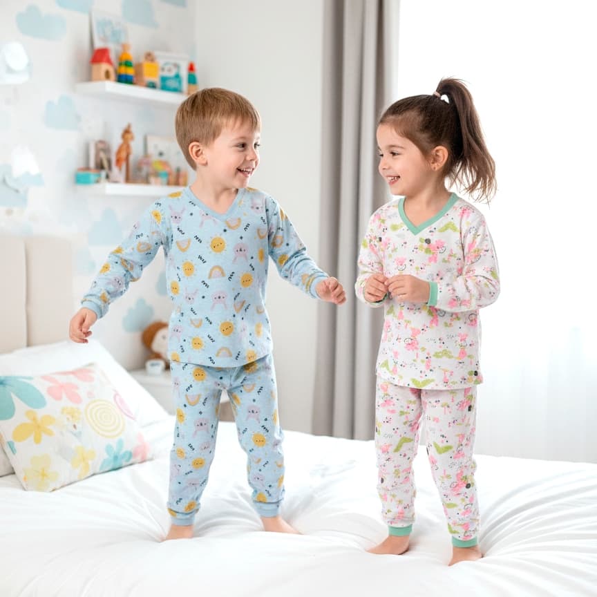 Pijama Infantil 100% Algodão Menino Menina Estampado Leve Confortável e Fresquinho para Dormir