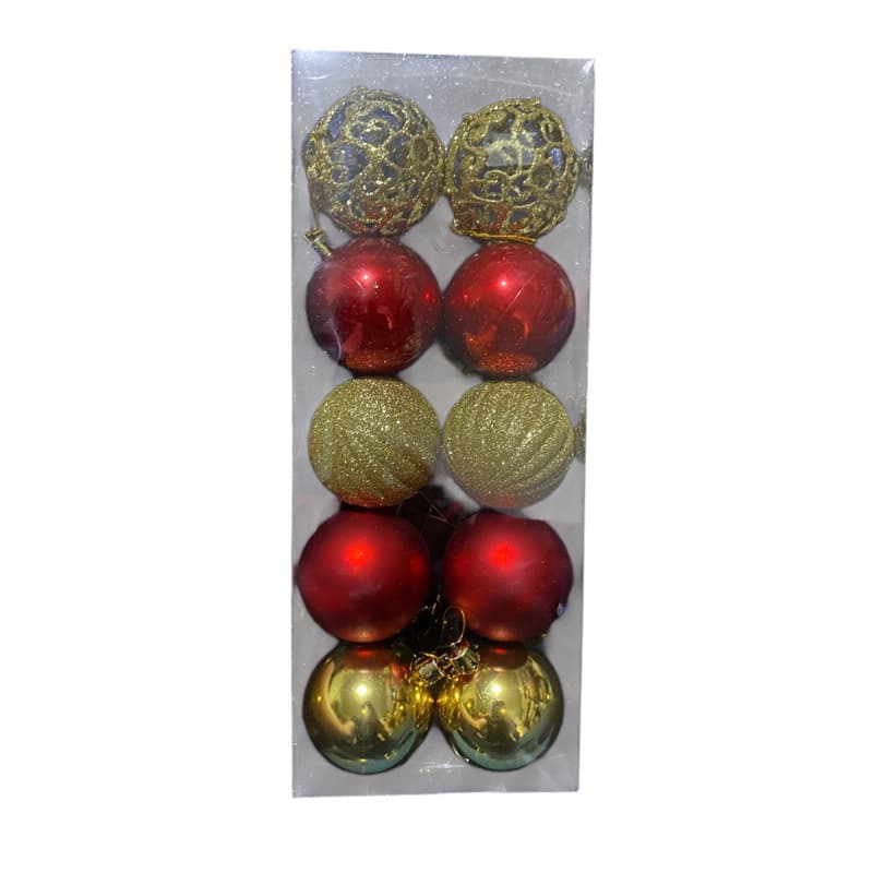 Kit Bola de Natal 10 Bolinhas Dourada e Vermelha Enfeites de Natal Decoracao Natalina
