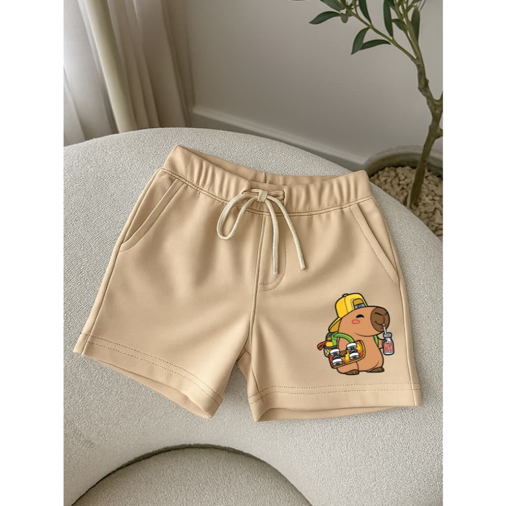 Short Capivara Skate Moletom Infantil Masculino e Feminino com Cordão Menino Menina Do 2 ao 16