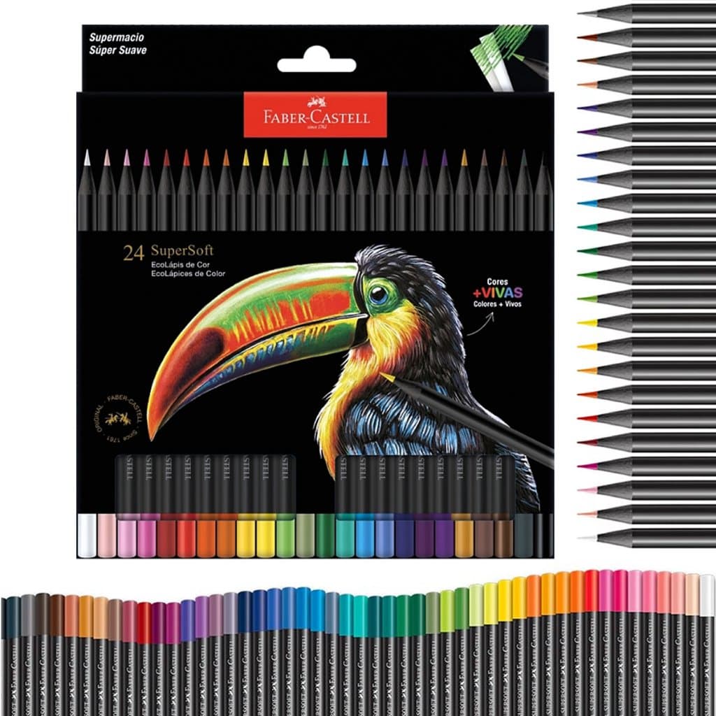 Lápis de Cor Super Macios, EcoLápis Supersoft, Nova Edição com 12, 24 ou 50 cores Faber-Castell