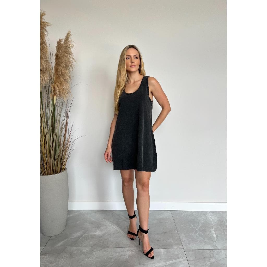 Vestido Regata Curto Estonado com Bolso Malha 100% Algodão Confortável Casual Feminino Verão Live