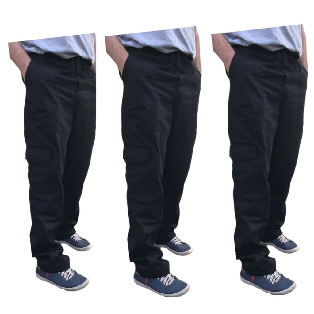 CALÇA DE SERVIÇO EM BRIM REFORÇADA, PACOTE COM 3 PEÇAS, BOLSO CARGO, OFERTA ESPECIAL
