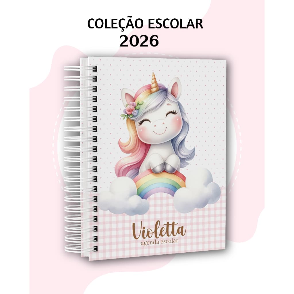 Agenda Escolar / Agenda Creche 2026 - Capa Dura - Nome gravado