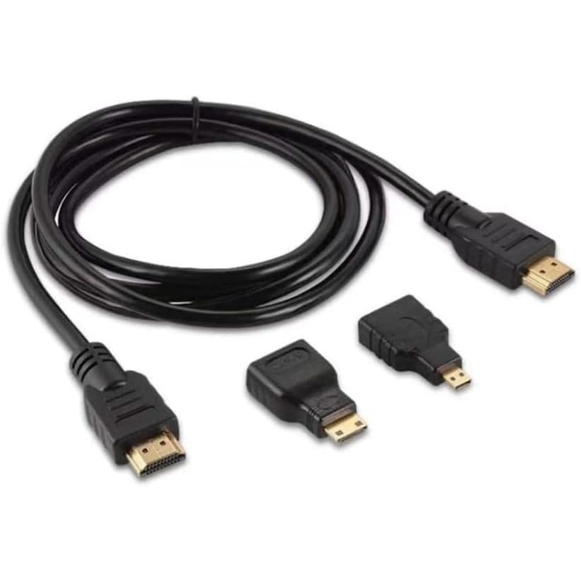 Kit Cabo Hdmi 1.5m 3x1 C/ Adapt. P/ Micro E Mini Hdmi