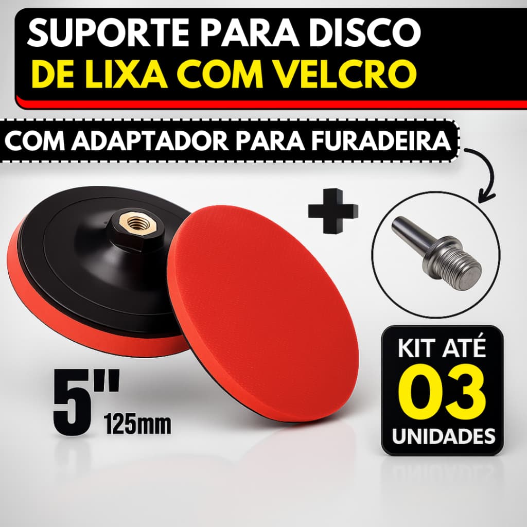 Base Suporte De Disco De Lixa Com Velcro 125mm X M14 Multiuso (Esmerilhadeira e Furadeira)
