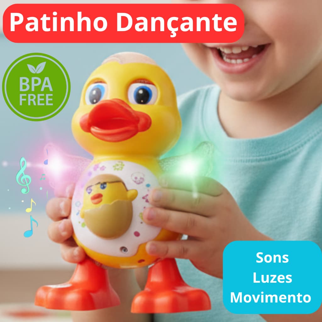 Patinho Dançante Musical Brinquedo Pato, dança, anda, mexe, com luz e som, crianças, divertido