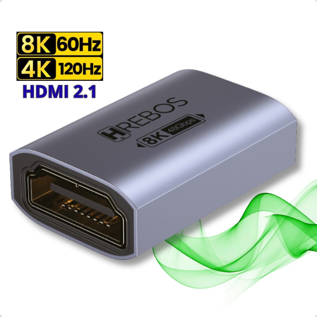 Adaptador Emenda HDMI 2.1 - UHD 8k e 4k - Extensor Fêmea x Fêmea - HDMI 60HZ e 120Hz Plug Repetidor