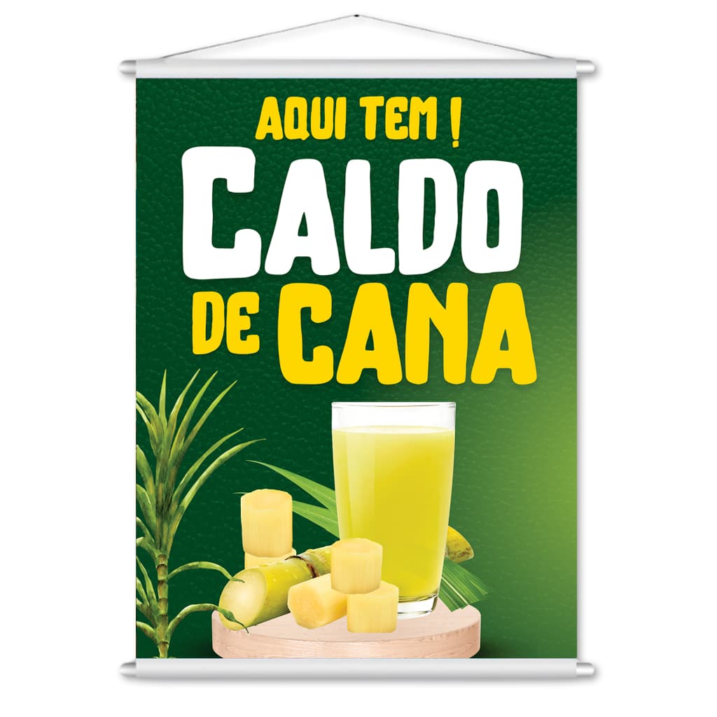 Banner Faixa Aqui tem Caldo de Cana 80x60cm Quiosques e Barracas (Arte Pronta)