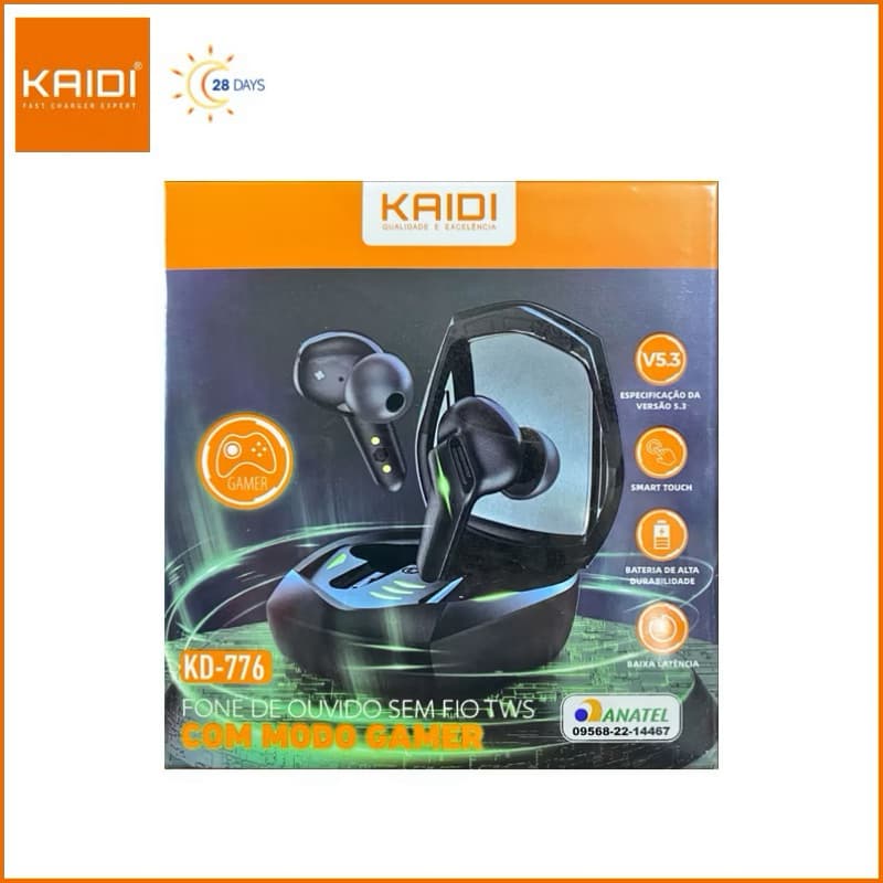 Fone de Ouvido Sem fio Bluetooth TWS Gamer Kaidi KD-776/775