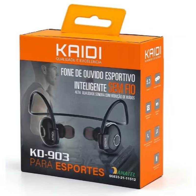 Fone De Ouvido Bluetooth Sem Fio Kaidi Kd-903 - Ideal P/Esportes - Corrida Academia Bike
