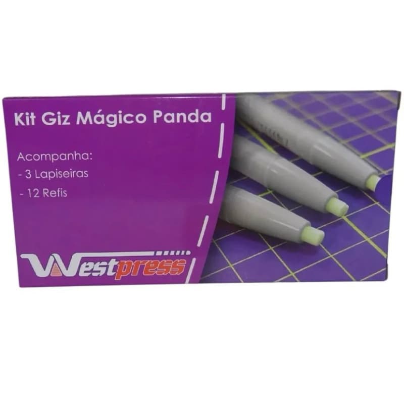 Kit Giz Mágico Panda Com 3 Lapiseiras e 12 Refis