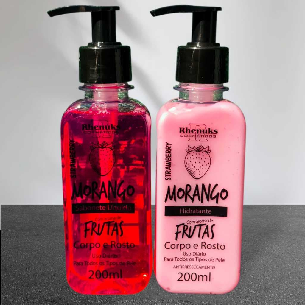 Kit Morango Sabonete Líquido + Hidratante corpo e rosto