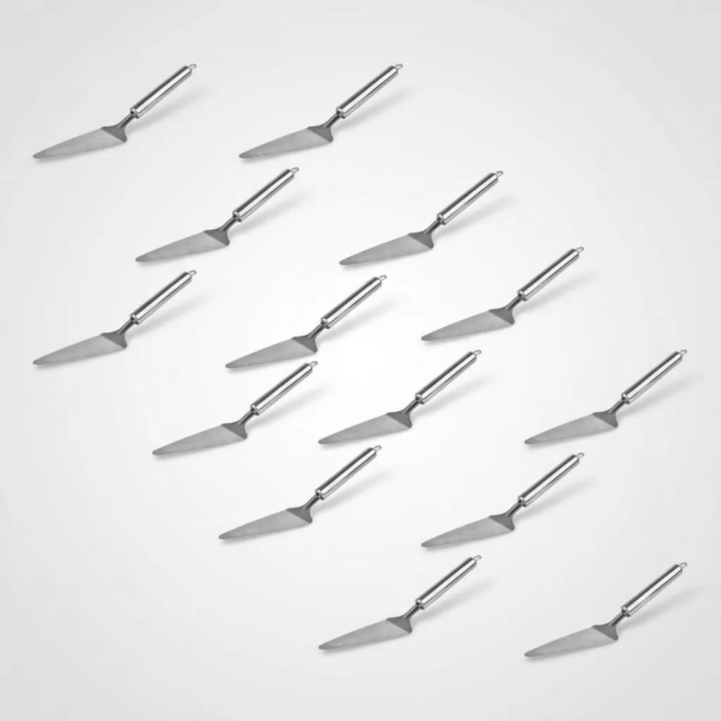kit Até 10 Espátula Aço Inox Pizza Bolo Com Serra 26Cm Servir Cortar Aço Inox Atacado