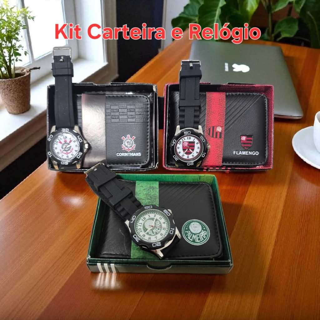 Kit Relógio a Prova da Água e Carteira Slim, Lindo Presente. Relógio Acompanha a Caixinha.