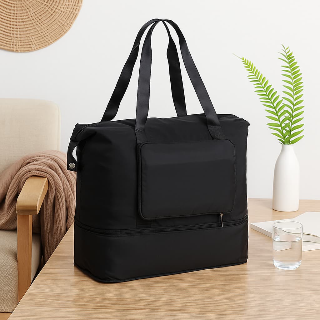 Mala Bolsa de Viagem Expansível E Dobrável Poliéster C/ Bolso P/ Encaixe Prática Compacta Leve