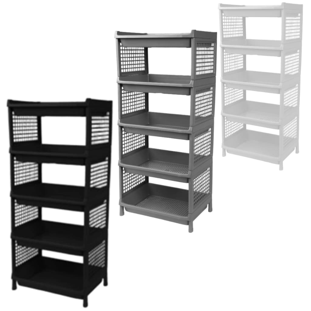 Estante 4 Prateleiras Organizadora de Plástico Modular Multiuso Cozinha Quarto Escritório Fruteira