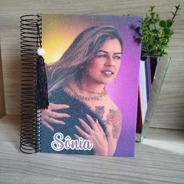Agenda Personalizada com Foto e Nome 💕 Capa Glitter + Tassel + Espiral Metálico