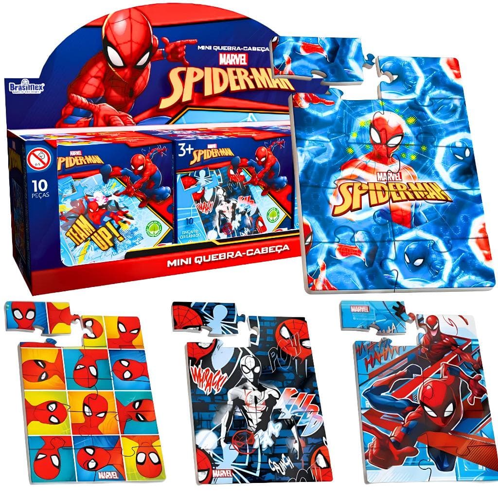 Kit 6/12/18/24 Lembrancinha Homem Aranha Quebra Cabeça Infantil Em Madeira Festa Tema Homem Aranha