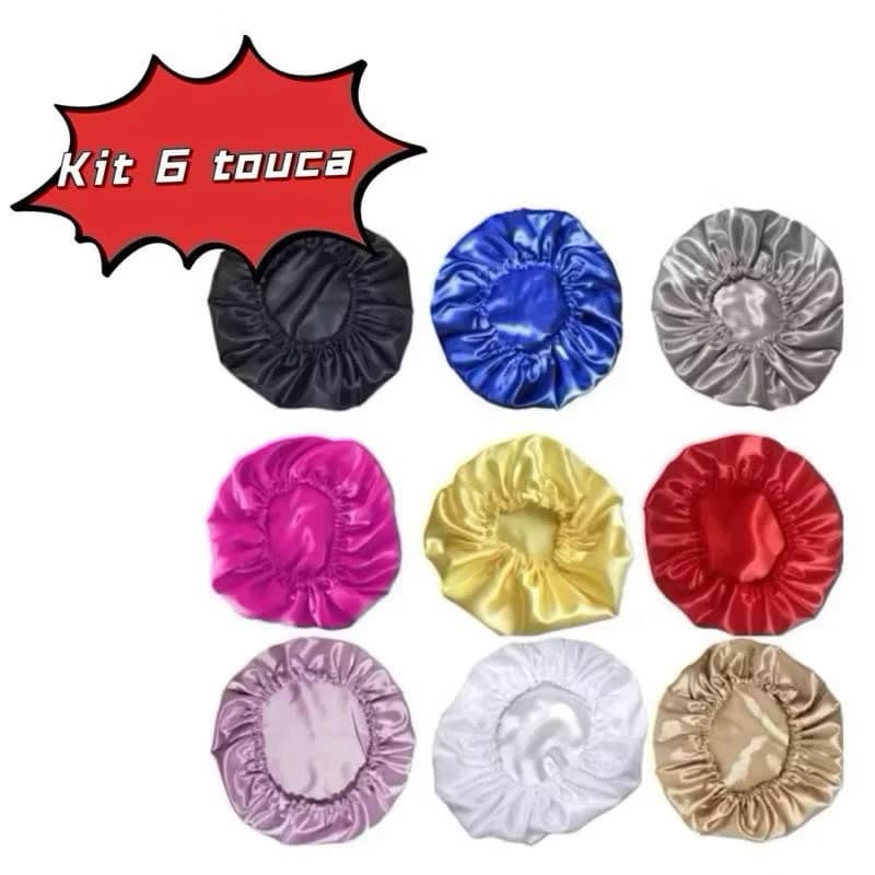 Kit 6 Toucas De Cetim Elegante MALEÁVEL Anti Frizz Toque De Seda
