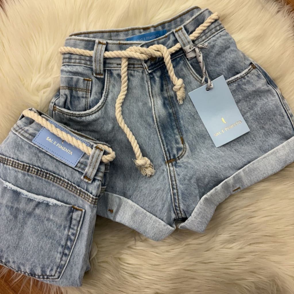 Shorts Jeans Pimenta Original - Sal e Pimenta Com Elastano Cintura Alta