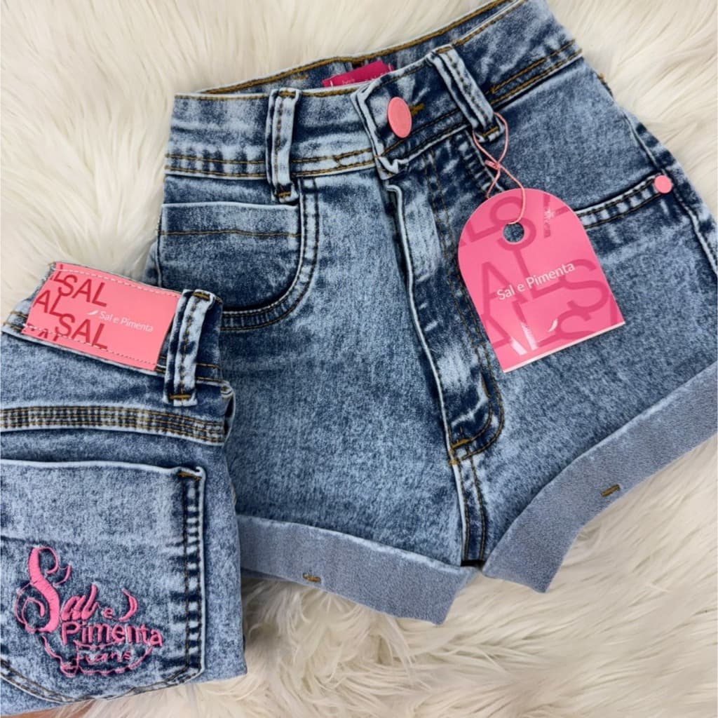 Shorts Feminino Bermuda Sal e Pimenta e Pimenta Original com Elastano HotPants Mom