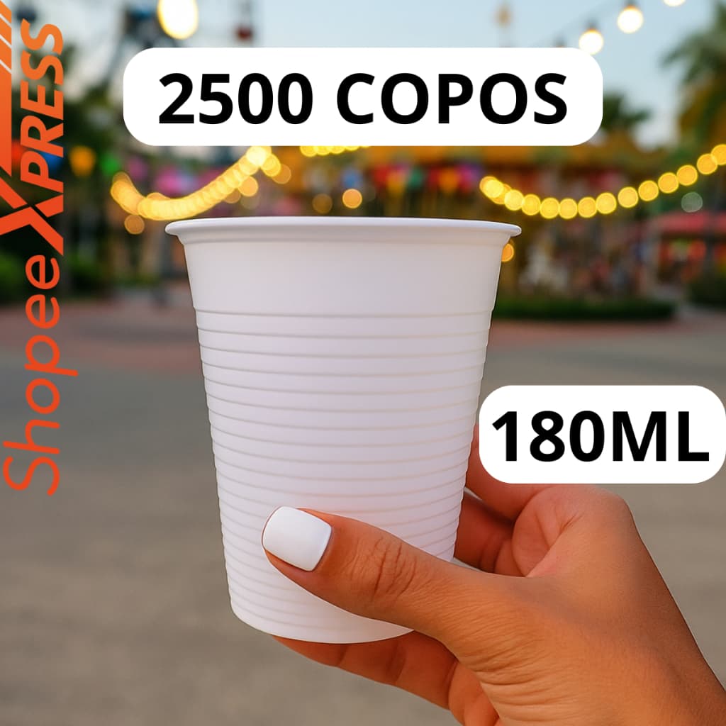 COPO DESCARTÁVEL 180ML PLÁSTICO BRANCO REFORÇADO PARA CAFÉ ÁGUA FESTAS ESCRITÓRIO IGREJAS