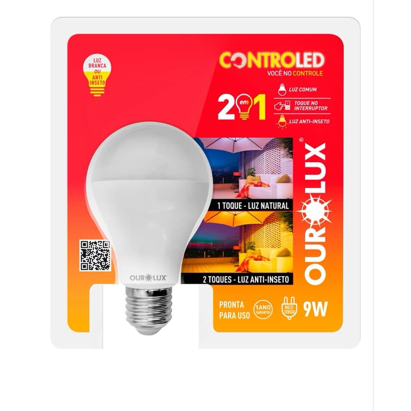 Lâmpada Inteligente Controled Anti Inseto Repelente 2 em 1 Bivolt Ourolux Pratica Eficiente
