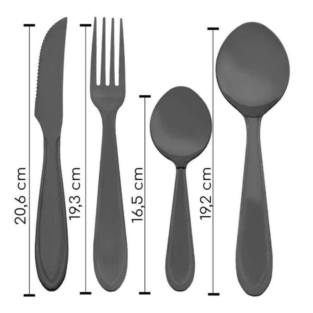 🍽️Faqueiro Sunshine Black 24 Peças 🖤 Aço Inox  Talheres Elegantes para Mesa