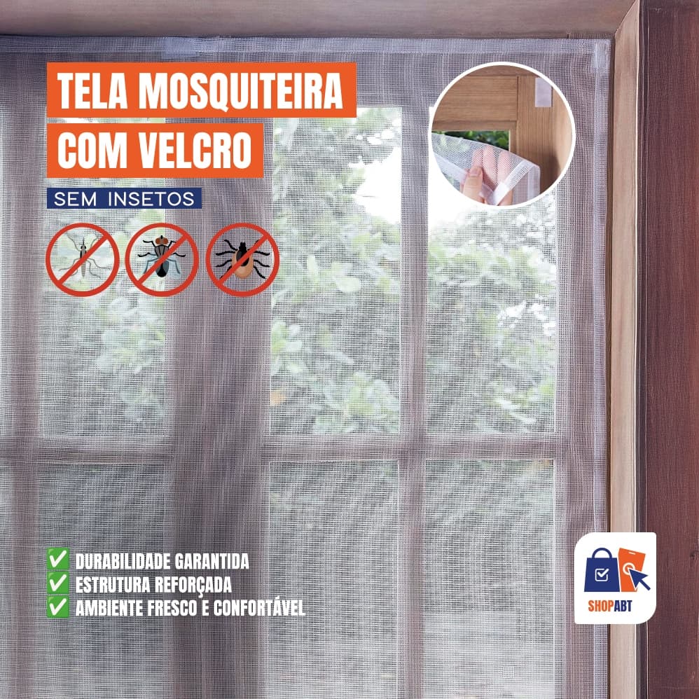 Tela Mosquiteira Com  Adesivo de Velcro Removível Anti Inseto Barata Rede Janela Porta Tamanhos Variados