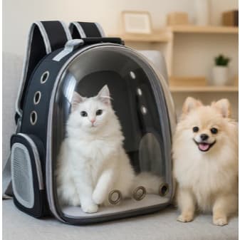 Mochila Pet Transparente Visão Panorâmica com Ventilação Transporte Seguro para Cães e Gatos