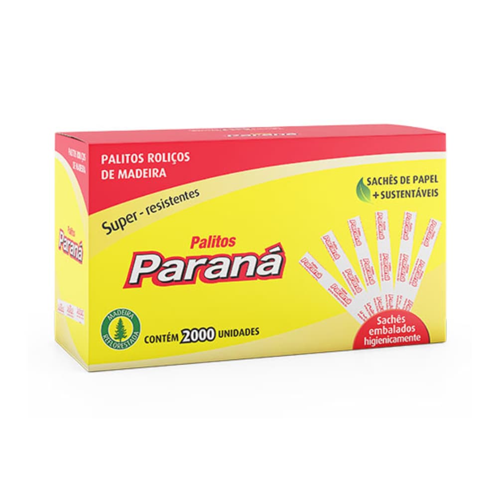 Palito de Dente Madeira Embalado Sachê Individual Paraná 2000 Unidades