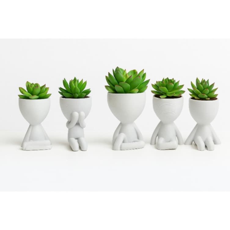 Vasinho Bonequinho 3D Decorativo 6cm Robert - Unidade – Suporte Para Suculentas e Plantas Pequenas